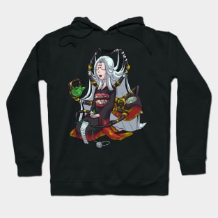 Knitting Spider Girl Yokai Drinking Green Tea MONSTER GIRLS Series I Hoodie